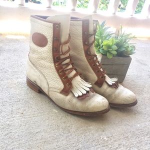 Justin lace up boots vintage, two tone  10 wmns